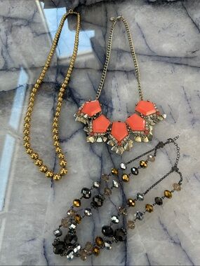 Gold and Coral Statement Necklace - Women Jewelry lot